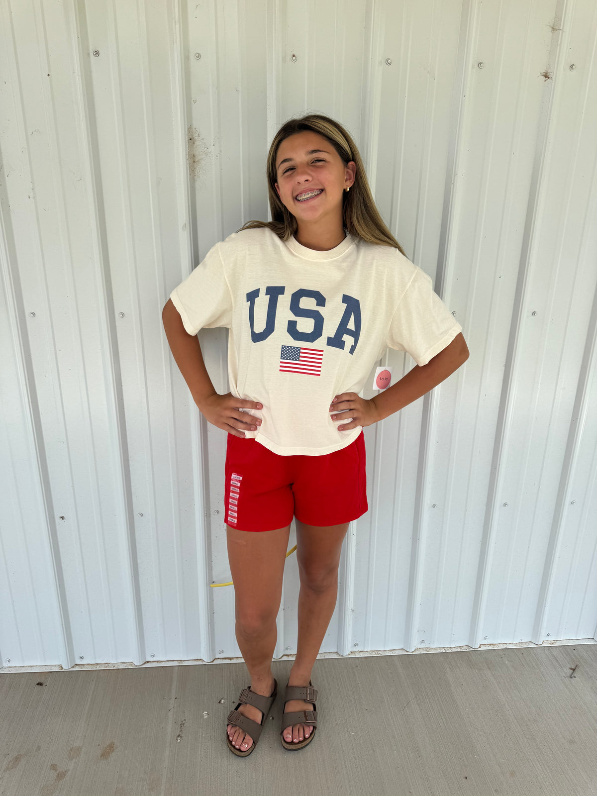 Boxy USA Graphic Tee On Ivory - FINAL SALE