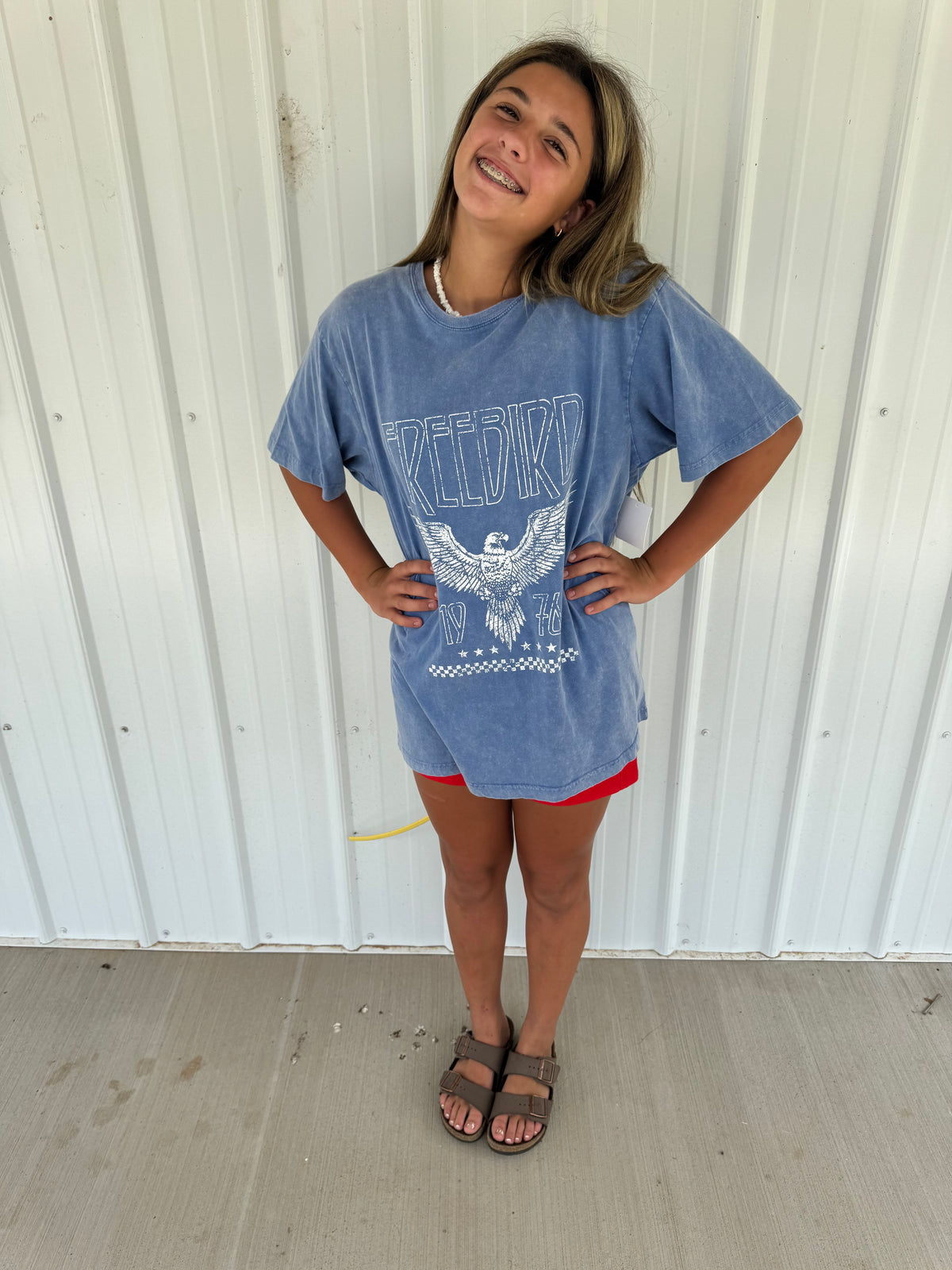 Free Bird Vintage BF Tee - Blue - FINAL SALE
