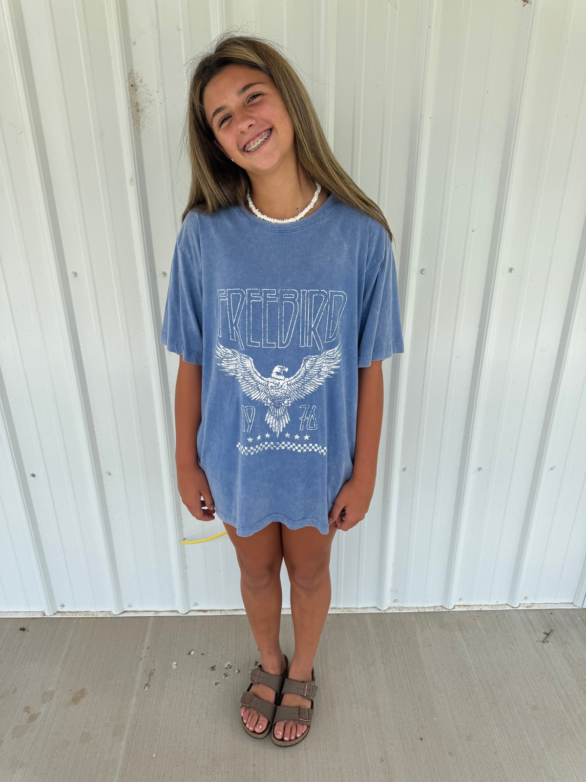 Free Bird Vintage BF Tee - Blue - FINAL SALE