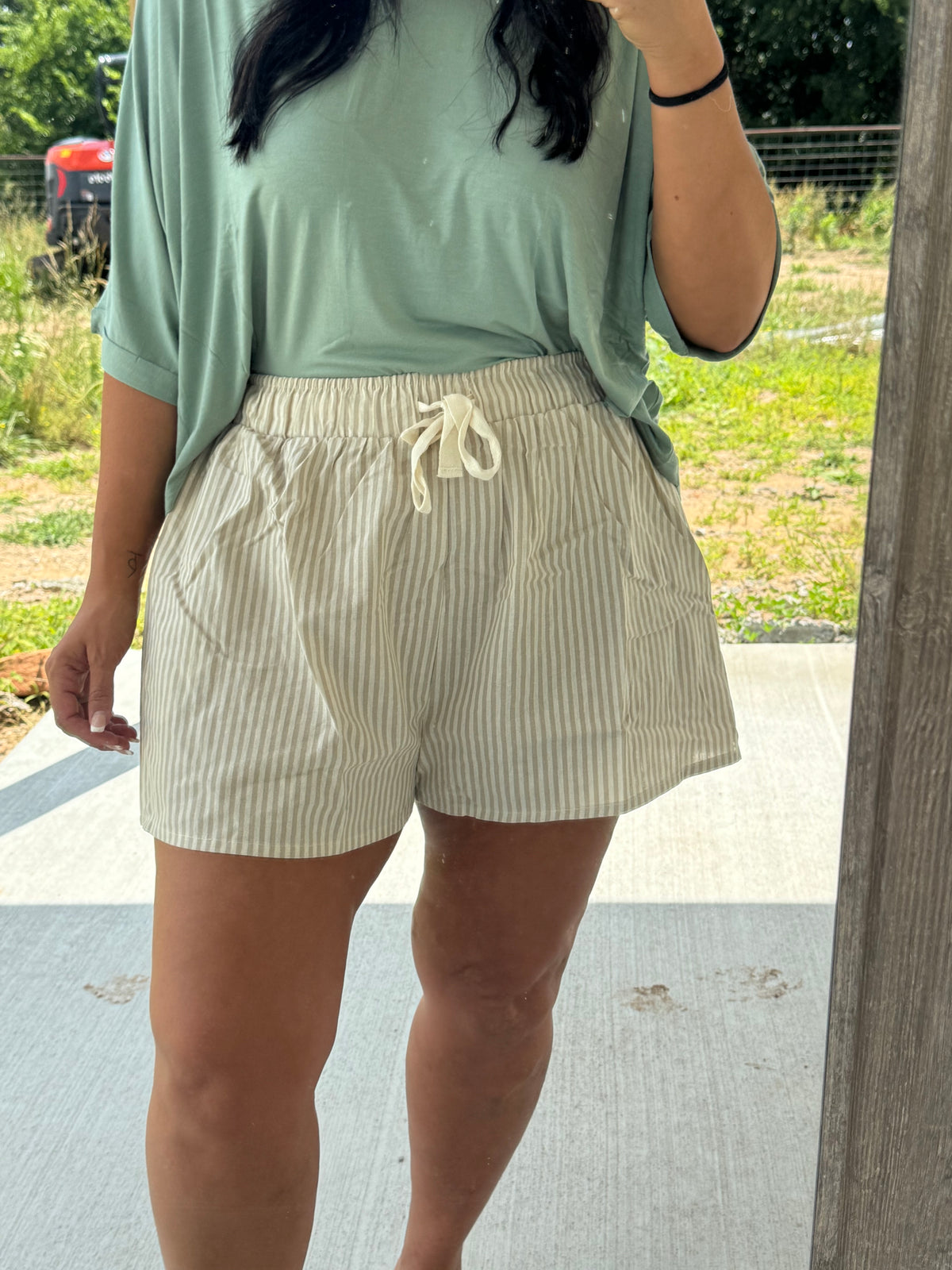 Taupe Stripe Shorts