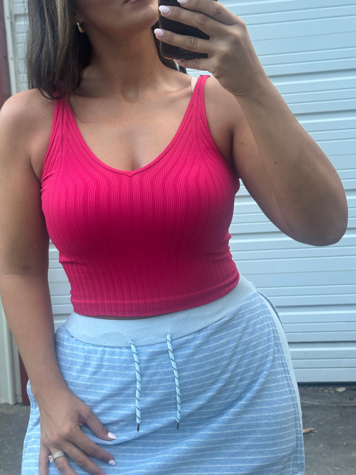 Wide Ribbed Tank - Viva Magenta