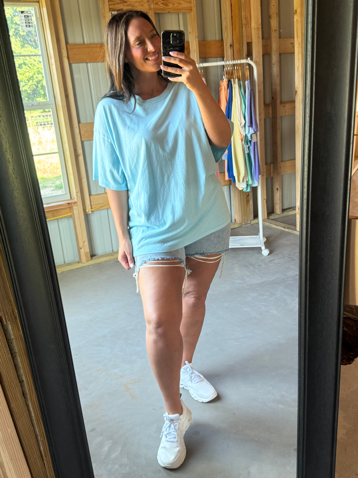 Oversized Mineral Wash Tee - Powder Blue