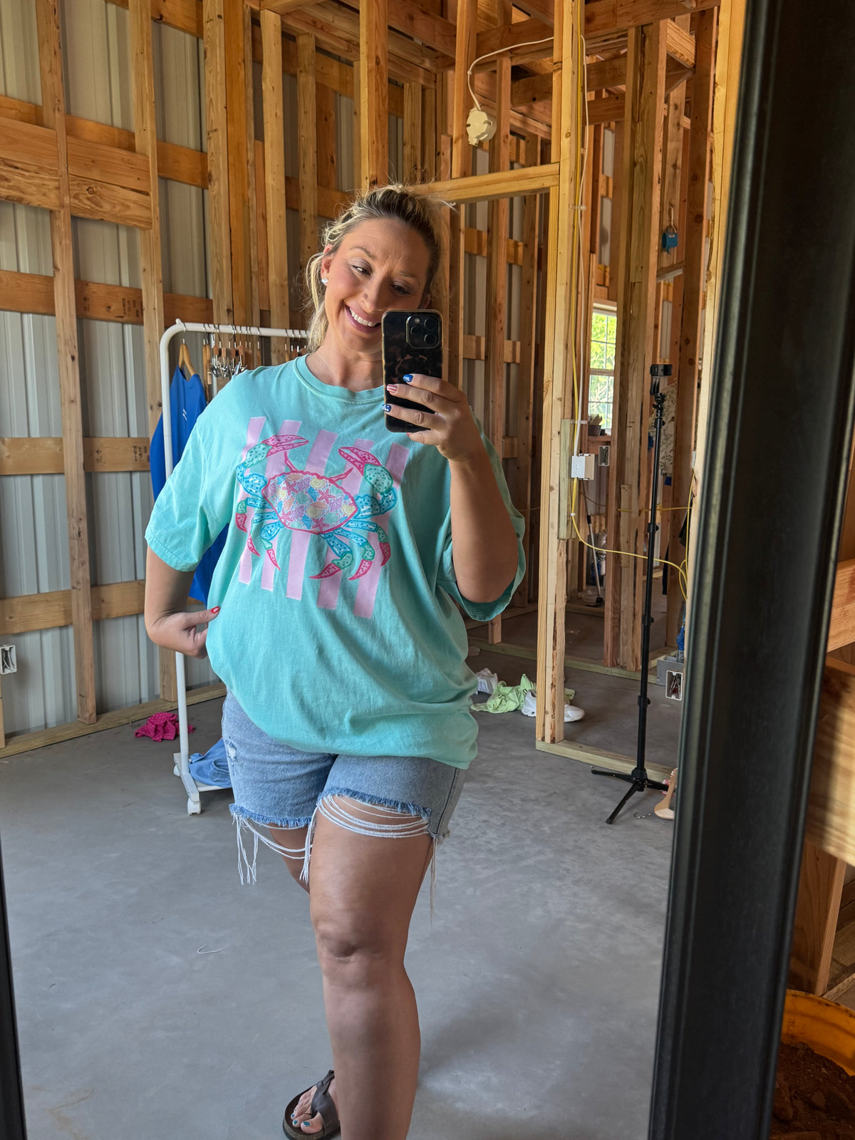 Seashell Crab Shirt - Chalky Mint